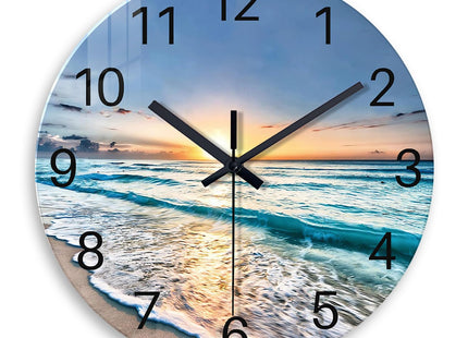 Constantplanet Blue Coastal Wall Clocks Battery Operated 16 Inch