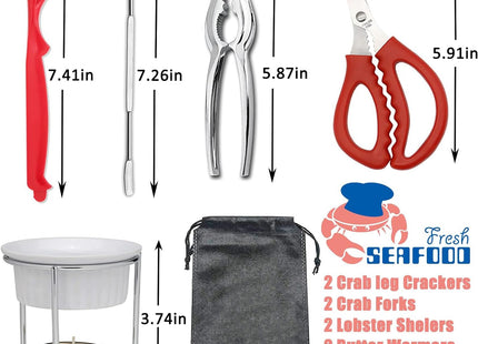 10PC Crab Lobster Crackers Tools, Butter Warmers for Seafood Tools Set