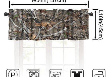 Yearn Jear Forest Camouflage Valance Curtain,Camo Conifer Oak Branches Leaves Mossy Hunting Lodge Camp Cabin Theme Windows Curtain Valance for Cottage Kitchen Dining Room,54x18inch