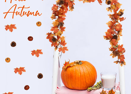 Super Holiday 6FT Fall Garland, Fall Maple Leaf Garland Decor with Velvet Pumpkin/Pine Cone, for Home Autumn Harvest Thanksgiving Fireplace Front Door Indoor Outdoor Holiday Party Decorations.
