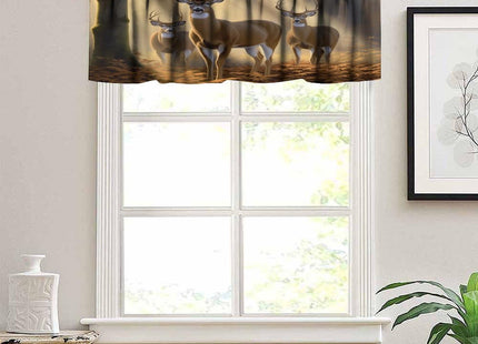 wlsgdsg Rustic Elk Valance Curtain Vintage Country Primitive Forest Lodge Adventure Hunting Deer Animals Window Treatment Valances Curtains for Living Room Bedroom，54x18Inch 1P