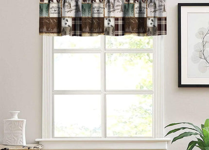 Retro Cabin Rustic Curtain Valance for Windows Bear Country Style Pine Tree Silhouettes Kitchen Windows Valances Window Treatment Short Topper Curtains for Kitchen Living Room 1 Panel,54x18 inch