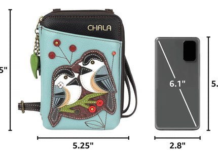 CHALA Wallet Crossbody Cell Phone Purse - Women Faux Leather Multicolor Handbag with Adjustable Strap - Chickadee - blue