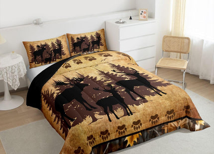 Erosebridal Deer Comforter Set Hunting Bedding Set for Kids Boys Girls Cabin Farmhouse Woodland Animal Comforter Camo Bedroom Decor Warm Rustic Leaves Antlers Wolf Bear Tree Duvet Quilt