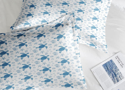 Pamnest Twin Bed Sheet Set, 3 Pieces Sea Turtle Bedding with Flat