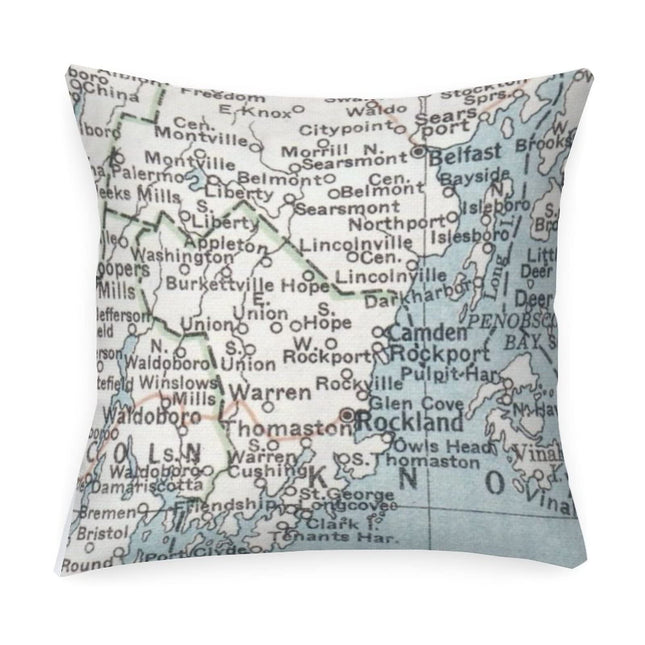 Penobscot Bay Maine Map Outdoor Cushion Cases Sweet Home Accent Waterproof Pillows Rustic Decorative Cushion Covers Home Decor for Bedroom Sofa Bench Porch 22x22in