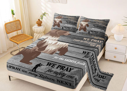 Feelyou Rustic Bear Sheet Set Kids Boys Twin