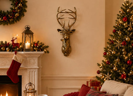 UITWMKTG Gold Deer Head Wall Decor - Modern Animal Wall Sculpture, Deer Wall Art for Living Room, Bedroom, Office, Gold Wall Hanging Home Decoration