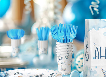 Nautical Birthday Party Decorations Set - Nautical Party Decorations, Plates, Napkins, and Forks for 20 Guests - Nautical Themed Disposable Tableware and Birthday Decorations