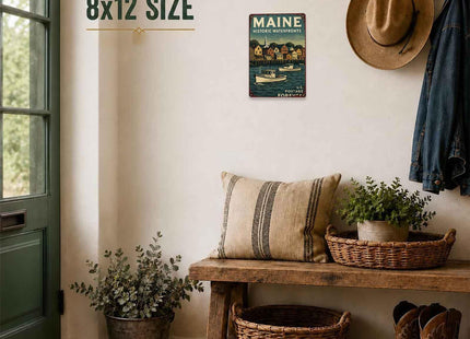 Maine Historic Waterfronts Vintage Metal Wall Art Signs 8X12 Inch