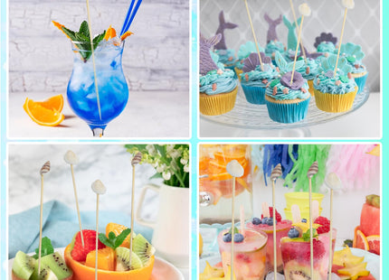 200Pcs Seashell Cocktail Picks,Beach Hawaiian Lua Party Pick 4.7 Inch Fancy Appetizer Tooth Picks for Summer Hawaiian Party Luau Beach Holiday Party Supplies