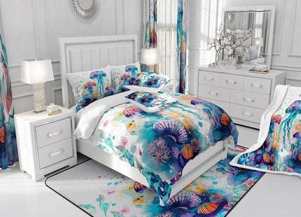 Feelyou Jellyfish Ocean Comforter Cover Set Breathable Full