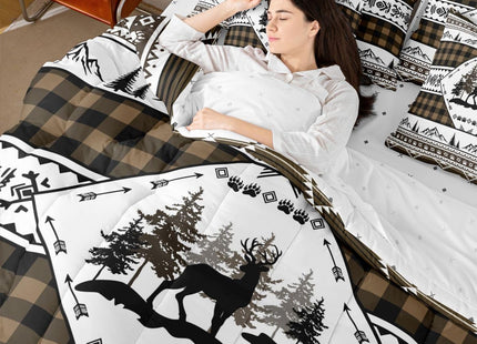 Feelyou Deer Twin Comforter Set with Sheets for Kids Boys Girls Deer Hunting 7 Pieces Bedding Set Rustic Cabin Lodge Country Bed in a Bag Farmhouse Western Room Decor Southwestern