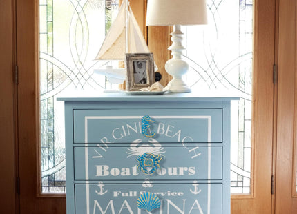 8 Pcs Coastal Nautical Cabinet Knobs, Beach Ocean Themed Drawer Knobs, Blue