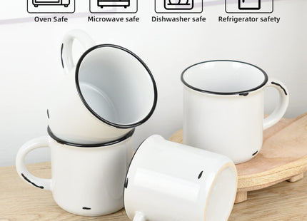 BYCNZB 15oz white Campfire Ceramic Mugs Set of 4 for coffee tea old design