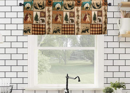 WTQPLNMCB Retro Bear Kitchen Valances 54" W x 18" L Windows Decor