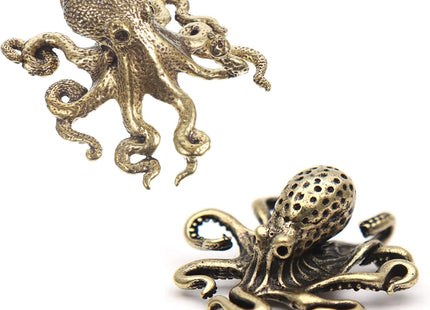MHYGKTXRA 2pcs Octopus Decor Statue,Chinese Brass Octopus Sculpture, Animal Collectibles Figurines Home Fengshui Desktop Ornaments for Bathroom Office Decor