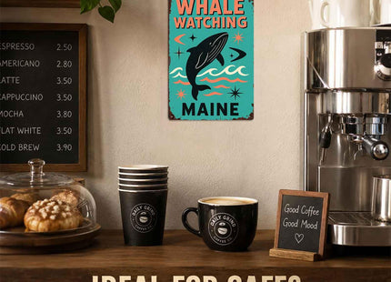 Whale Watching Maine Vintage Metal Wall Art Signs 8X12 Inch