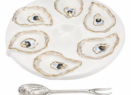 Mud Pie Oyster Plat Server Set,10 1/2"