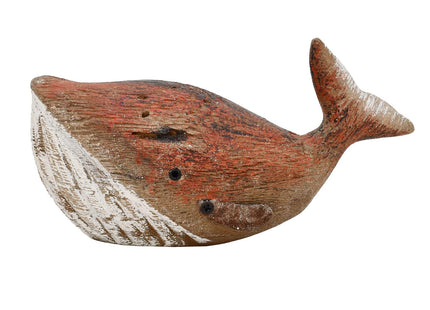 K KILIPES Wood Whale Statue Beach Table Decor for Home, 5.5" H Rustic Hand Carved Wood Sculpture Whale Figurine Coastal Centerpiece Nautical Ocean Decorations