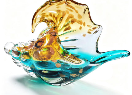 JUYOULE Hand Blown Sea Glass Decor Art - Large Glass Conch Shell, Beach Decorations for Home, Coastal Bathroom & Bedroom Shelf Decor, Ocean Themed Room Seashell, Unique Gift for Sea Lovers