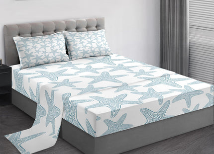 Pamnest Full Bed Sheet Set, 4 Pieces Starfish Sea Bedding with Flat