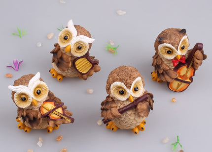SMANSNAY Owl Decor Statue, Home Office Ornaments, Cute Owl Figurines for Home Decoration, Great Owl Gifts for Women, Boys, Girls(Pack of 4)