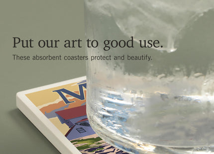 Lantern Press York, Maine, Nubble Lighthouse (Absorbent Ceramic Coaster, Single, Cork Back, Kitchen Table Decor)