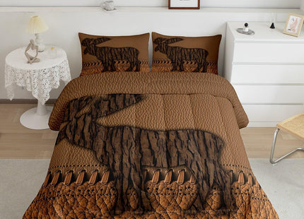 Oak Bark Moose Comforter Set Hunting Woodland Animal Twin Bedding Set For Boys Adults Men Rustic Patchwork Brown Cowhide Leather Bed Comforter Set Country Farmhouse Quilt Duvet Insert 1 Pillow Case