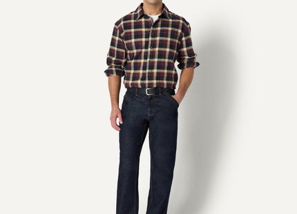 Amazon Essentials Men's Relaxed-Fit Long-Sleeve Flannel Shirt, Dark Burgundy Black Check Plaid, X-Large