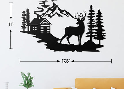 Vivegate Deer Wall Decor – 17.5”X11” Deer Decorations for Home Rustic Forest Wall Decor Deer Pictures Cabin Bathroom Wildlife Metal Wall Art