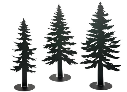 Set of 3 Farmhouse Metal Pine Tree Decor, Cabin Woodland Forest Tree Decor for Mantel Centerpieces Living Room Bedroom, Rustic Christmas Decorations, Black