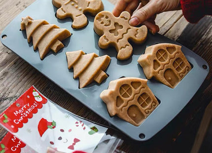 Christmas Silicone Molds For Baking Large Christmas Tree Holiday Silicone Mold 3D Shape Gingerbread Man Candy House Pine Tree Silicone Molds for Soap Jello Chocolate Cake MadeleineCandle Molds(1PCS)