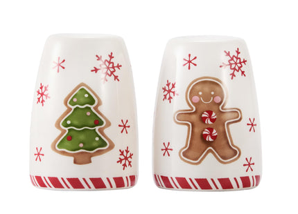 Bico Traditional Gingerbread Man Ceramic Salt & Pepper Shaker Set, for Kitchen or Decor, Dishwasher Safe