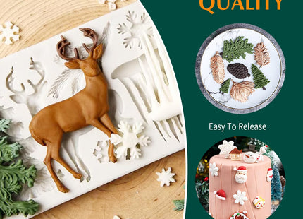 Christmas Fondant Mold Holly Leaf Silicone Fondant Candy Molds Set of 5