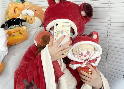 Cute Fox Blanket Hoodie, Wearable Blanket Adult for Halloween Cosplay, Soft Hooded Fox Cape for Women (Red Fox)