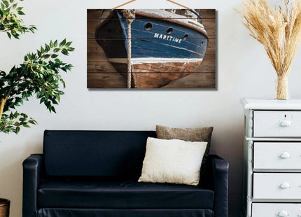 Personalized Custom Wooden Wall Art - Nautical Boat Oil Painting Style Sign for Home Decor - Handcrafted Shiplap Wood Plaque for Living Room Bedroom Office Unique Gift(Style D)