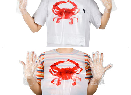 Patelai 50 Pack Crab Lobster Bibs & 50 Pairs of Disposable Gloves, Crab