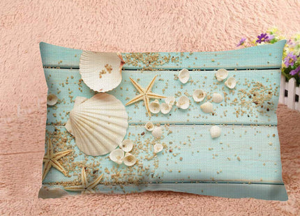 Nicokee Throw Pillow Cover Ocean Shell Starfish Light Green Wooden Board Decorative Pillow Case Home Decor 20x12 Inches Pillowcase