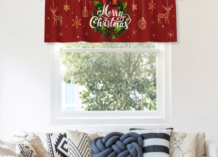 Evlaschin Merry Christmas Window Valances Xmas Ornament Holly Berry Wreath Kitchen Valance Winter Deer Snowflakes Rod Pocket Curtain Valance 54x18inch 1 Pack for Bedding Dining Room Decor