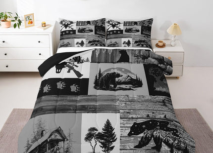 Feelyou Bear Paw Comforter Set - Toddler Size, Rustic Cabin Country Comforter Wildlife Bear Duvet Set - 2Pcs