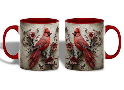 Cardinal Bird Coffee Mug, 11oz Ceramic Red with Songbird and Flower Design, Gift for Women, Nature Lovers, Birthdays, Tea, Coffee, Hot Chocolate Lovers, Artistic and Elegant (Red Cardinal Bird)
