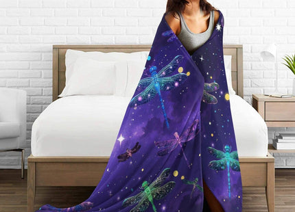 Dragonfly Throw Blanket - Soft Plush Fleece Bedding Blankets- Cozy Dragonfly Stuff Gifts for Women Girls Kids Adults 40"X50"