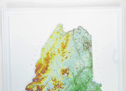 3D Maine Raised Relief Map | Topographic Wall Map, Feel the Terrain | 22.5" x 32.5" | USGS Topographic Data | Vacuum-Formed | Hubbard Scientific