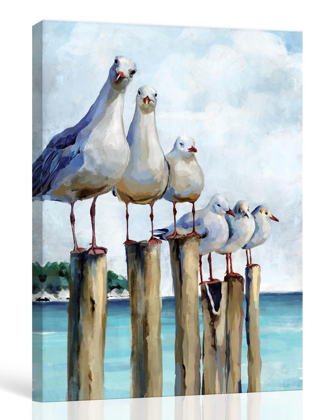 SUMGAR Canvas Wall Art, Coastal Seagull Room Decor, 12x16 Inch