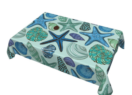 Navy Blue Teal Nautical Starfish Beach Coastal Sea Beachy Waterproof Picnic Party Rectangle Table Cloth Cover Decorations Fabric 54 X 72 Inches Rectangle Tablecloth Home Dining Room Kitchen Decor