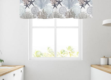 FJWMZ Summer Curtains Valances for Windows Coastal Seashell Window Valance