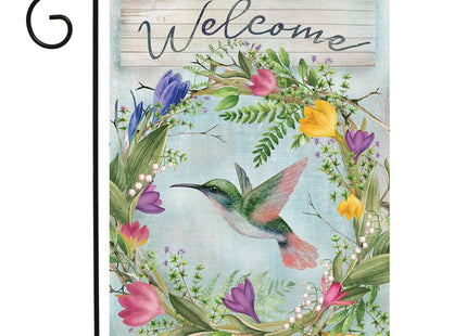Briarwood Lane Hummingbird Wreath Garden Flag