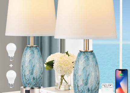 Lovlast 23.5" Coastal Modern Table Lamps Set of 2 for Living Room Bedroom