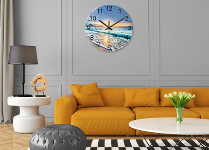 Constantplanet Blue Coastal Wall Clocks Battery Operated 16 Inch